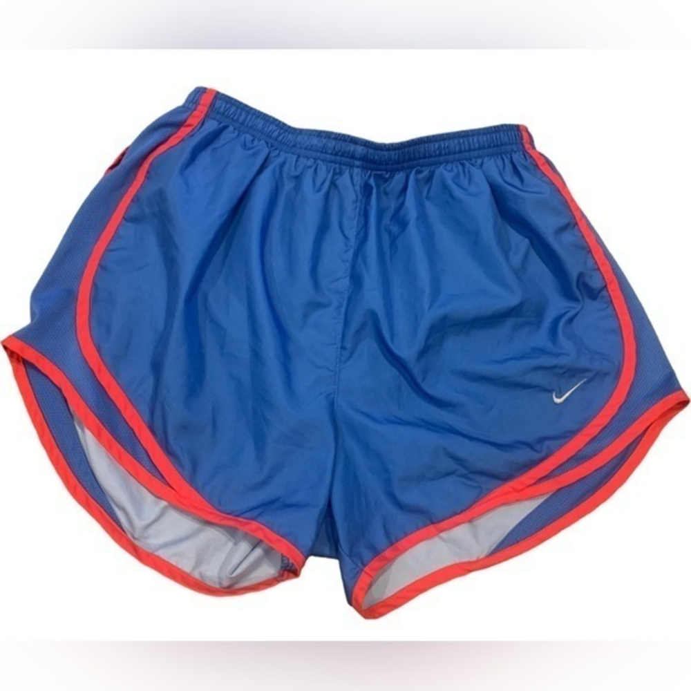 Nike  Womens Running Shorts Temp Dri Fit M Blue Red Printed Lined Pocket‎ Run